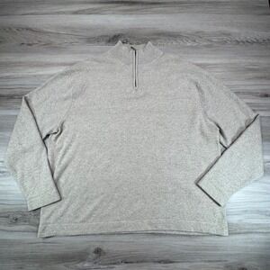 Alfani 100% Cashmere Sweater XXL Mens Gray 1/4 Zip Pullover Flawed/ Repaired